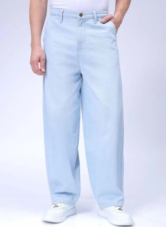 Men Skater Fit Solid Scoop Pocket Mid-Rise Jeans